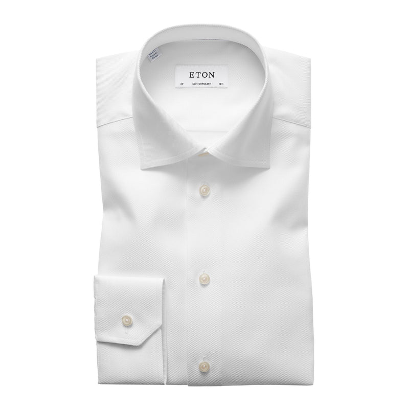 White Textured Twill Shirt - Eton Shirts