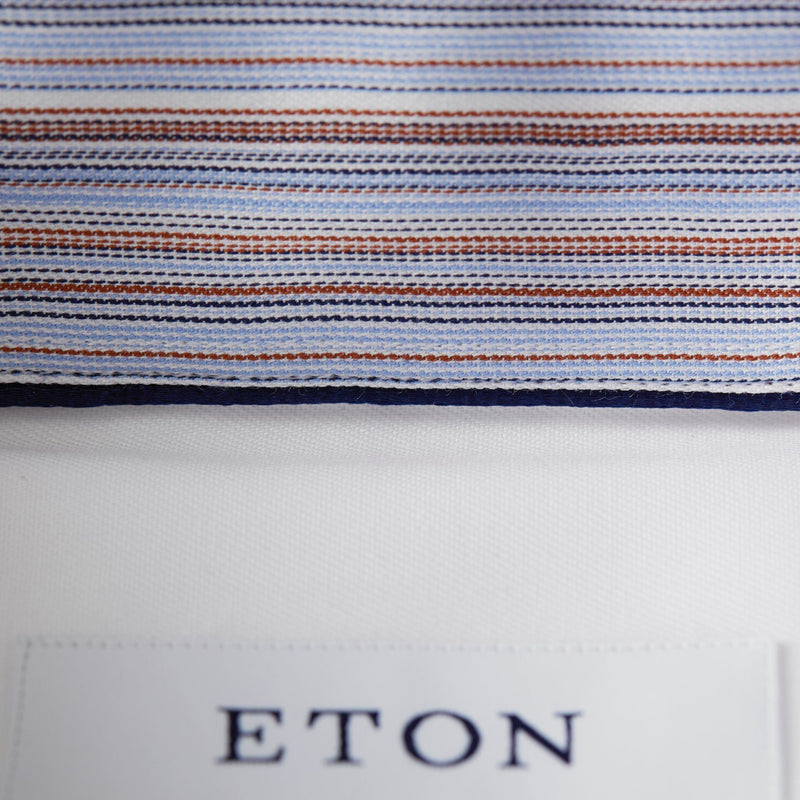 White Twill Shirt – Striped Details - Eton Shirts