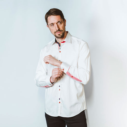 White With Red Accents Shirt - Claudio Lugli