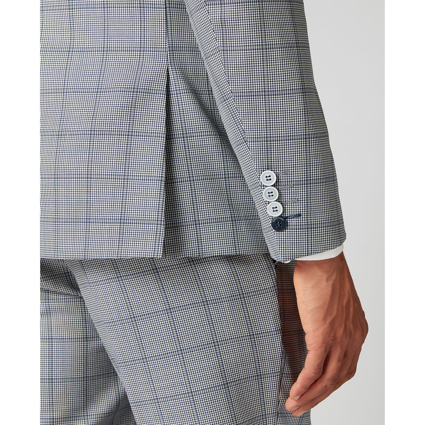 Windowpane Check Wool Houndstooth Suit - Leonard Silver